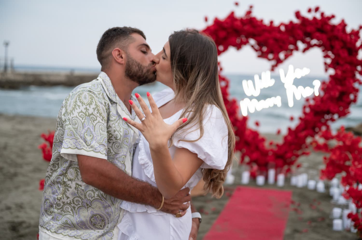 Red Rose Heart Arch Proposal at Nissi Beach, Cyprus — photo 2