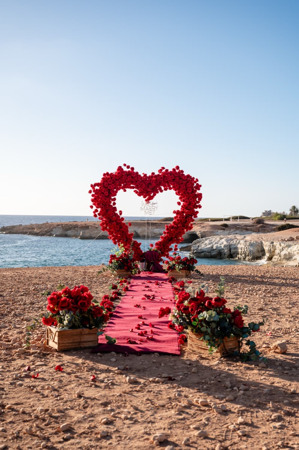 Rose heart proposal at the Cyprus sea caves