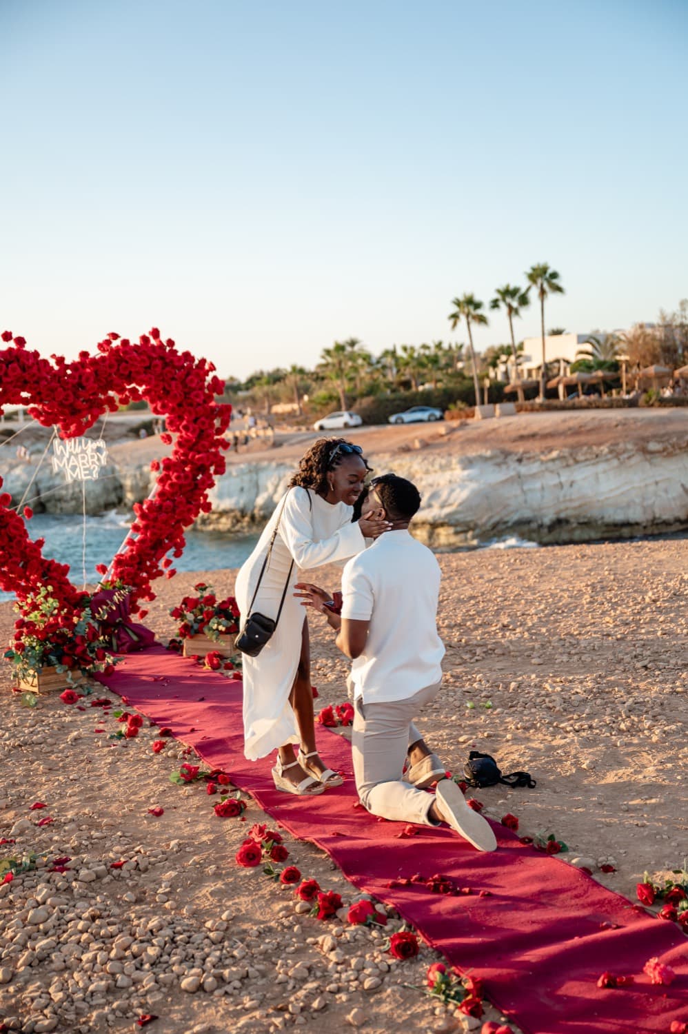Rose Heart Proposal at the Sea Caves
