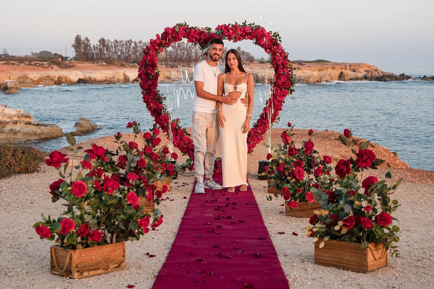Rose heart proposal at the Cyprus sea caves