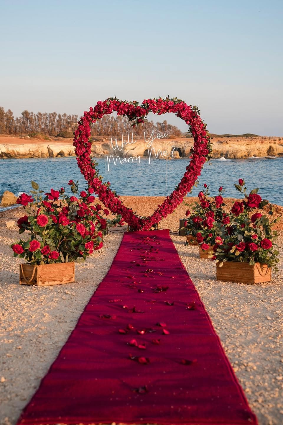 Rose heart proposal at the Cyprus sea caves