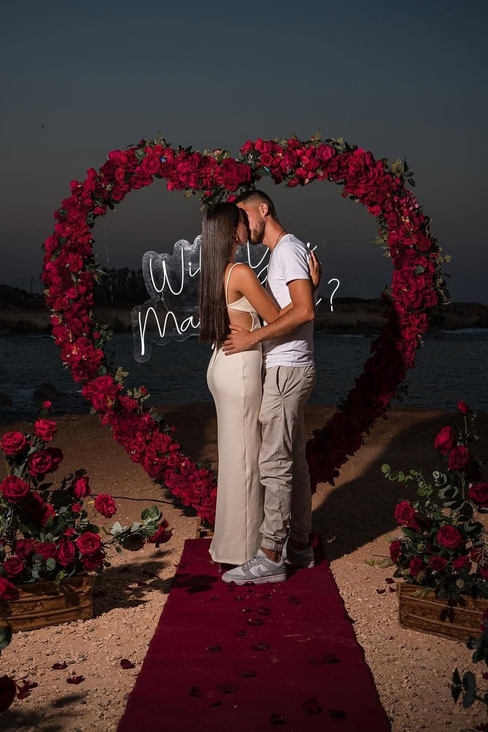 Rose heart proposal at the Cyprus sea caves