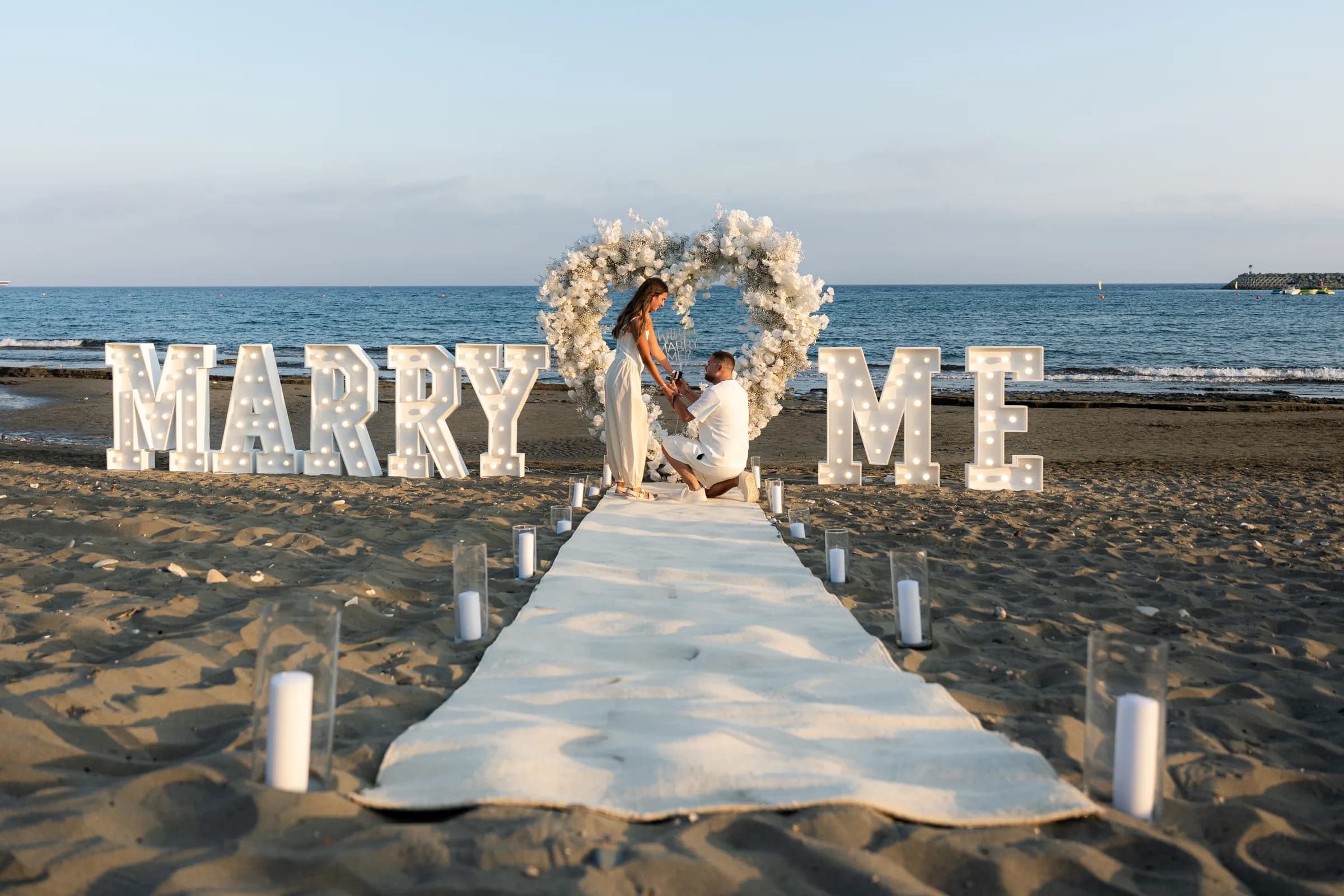 White Rose Beach & Lights — proposal setup in Cyprus